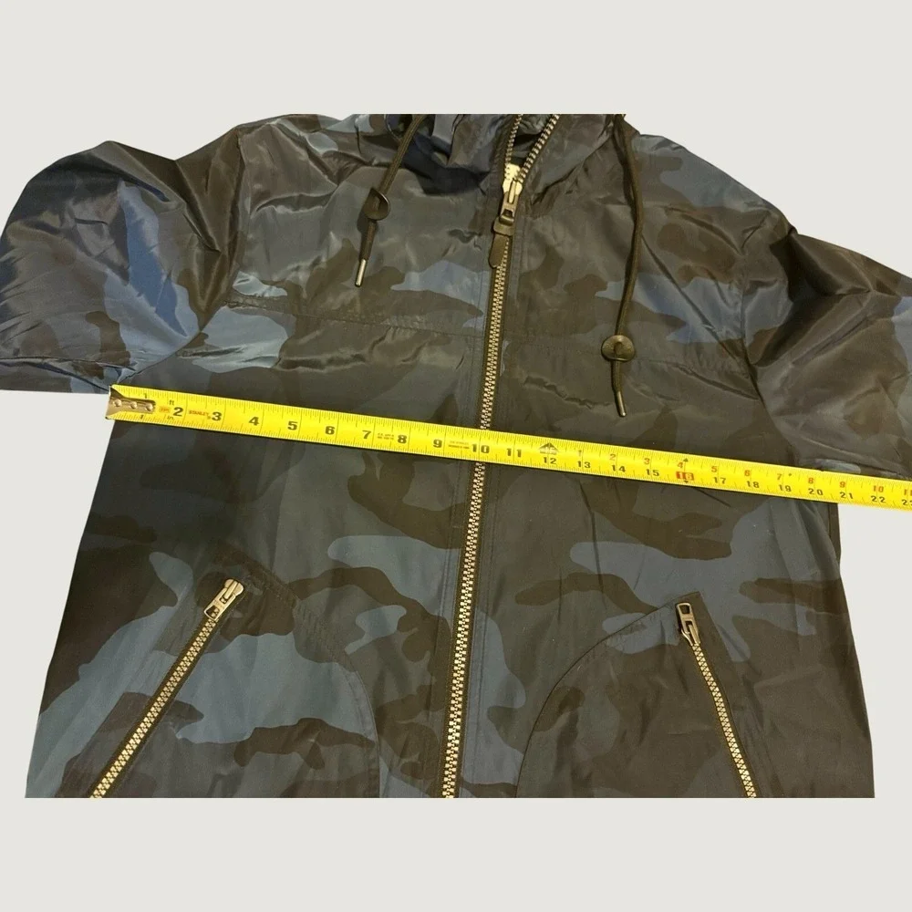 COACH Men's Nylon Trainer Hooded Windbreaker Jacket Blue Camo Outdoor SZ Small - Picture 8 of 14